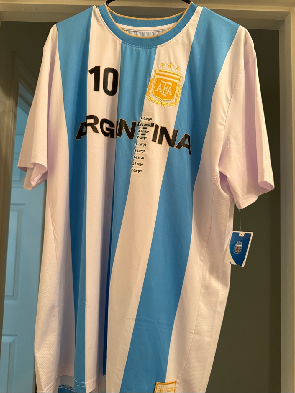 NWT Argentina Lionel Messi #10 Home Soccer Jersey Blue White Men's Size XL